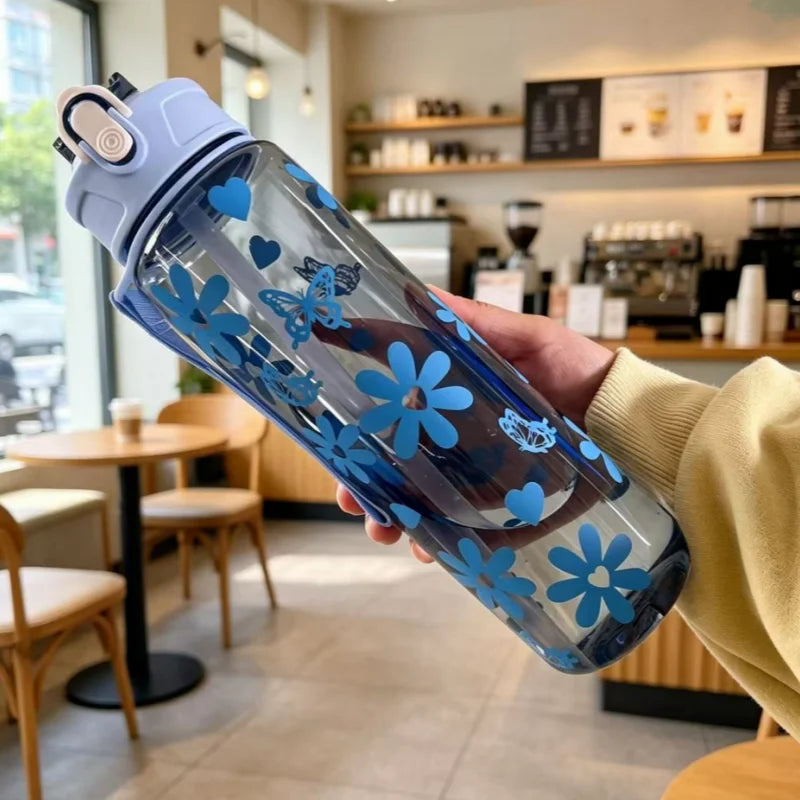 800ml Leakproof Sports Water Bottle with Time Scale