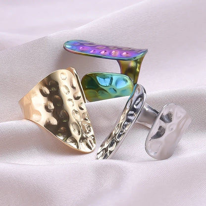 Stainless Steel Chunky Open Ring – Vintage Hollow Multi-Layer Design