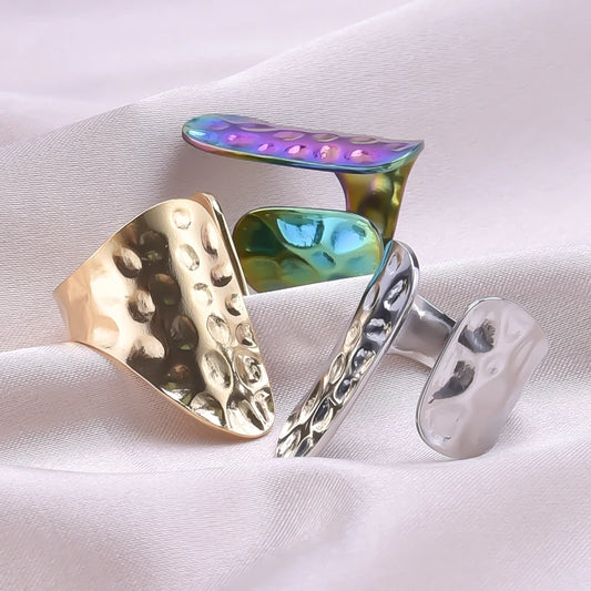 Stainless Steel Chunky Open Ring – Vintage Hollow Multi-Layer Design