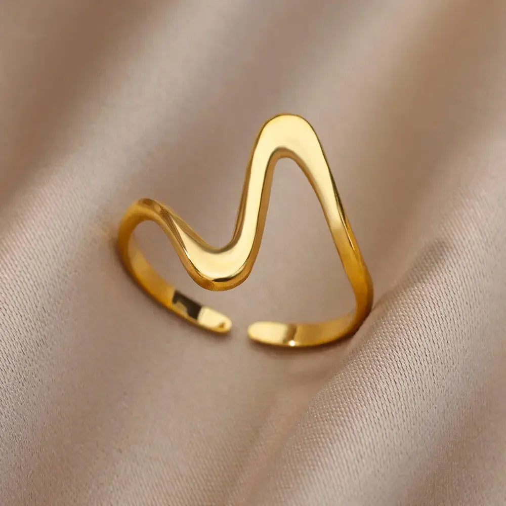 Stainless Steel Heart Ring for Women – 18K Gold Plated, Zircon Inlay, Vintage Waterproof Wedding Jewelry Gift