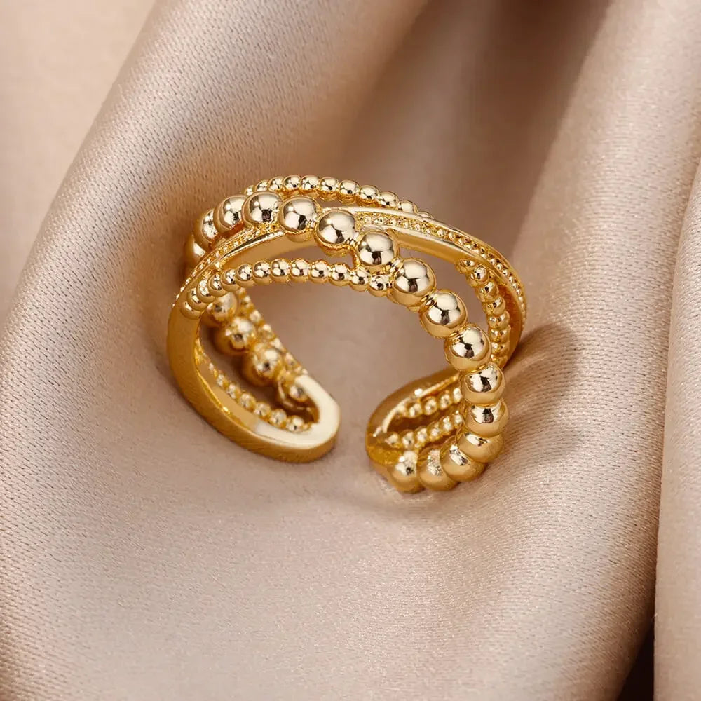 Stainless Steel Heart Ring for Women – 18K Gold Plated, Zircon Inlay, Vintage Waterproof Wedding Jewelry Gift