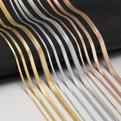 Stainless Steel Herringbone Snake Chain Necklace – Waterproof Unisex Choker