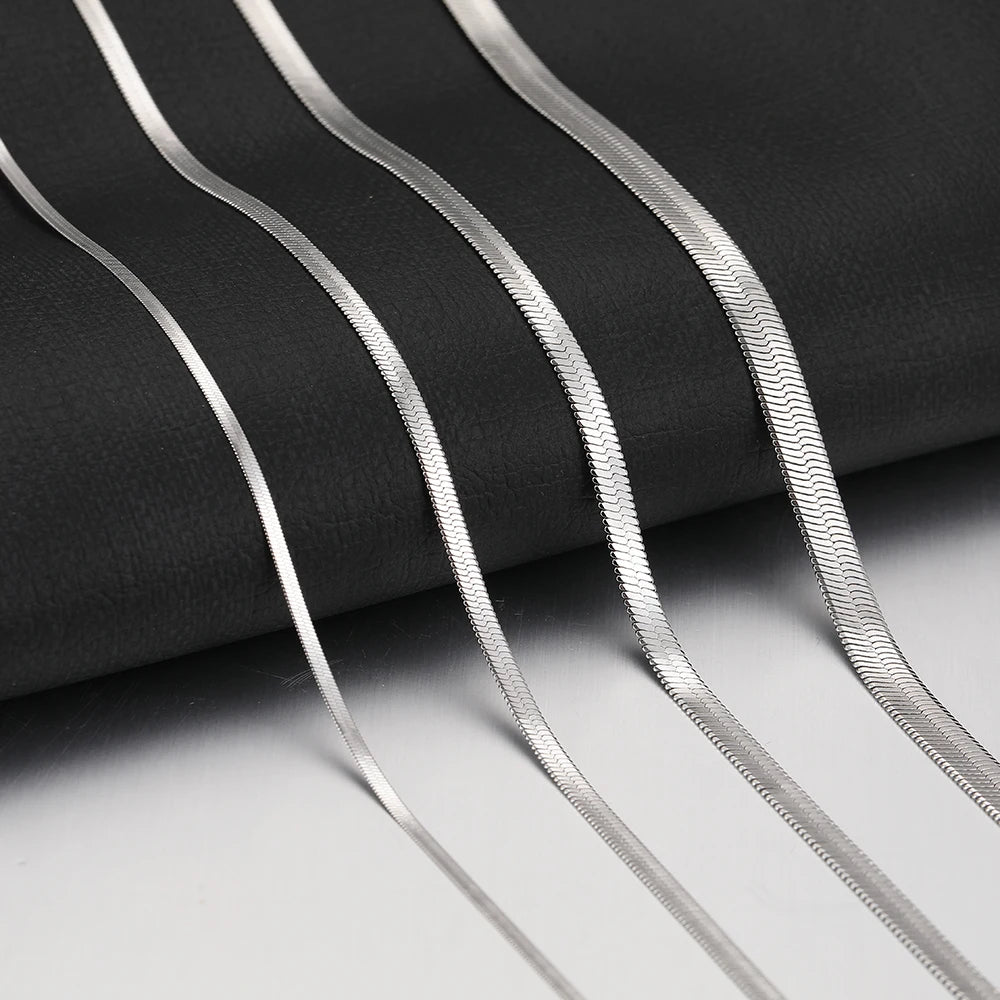 Stainless Steel Herringbone Snake Chain Necklace – Waterproof Unisex Choker