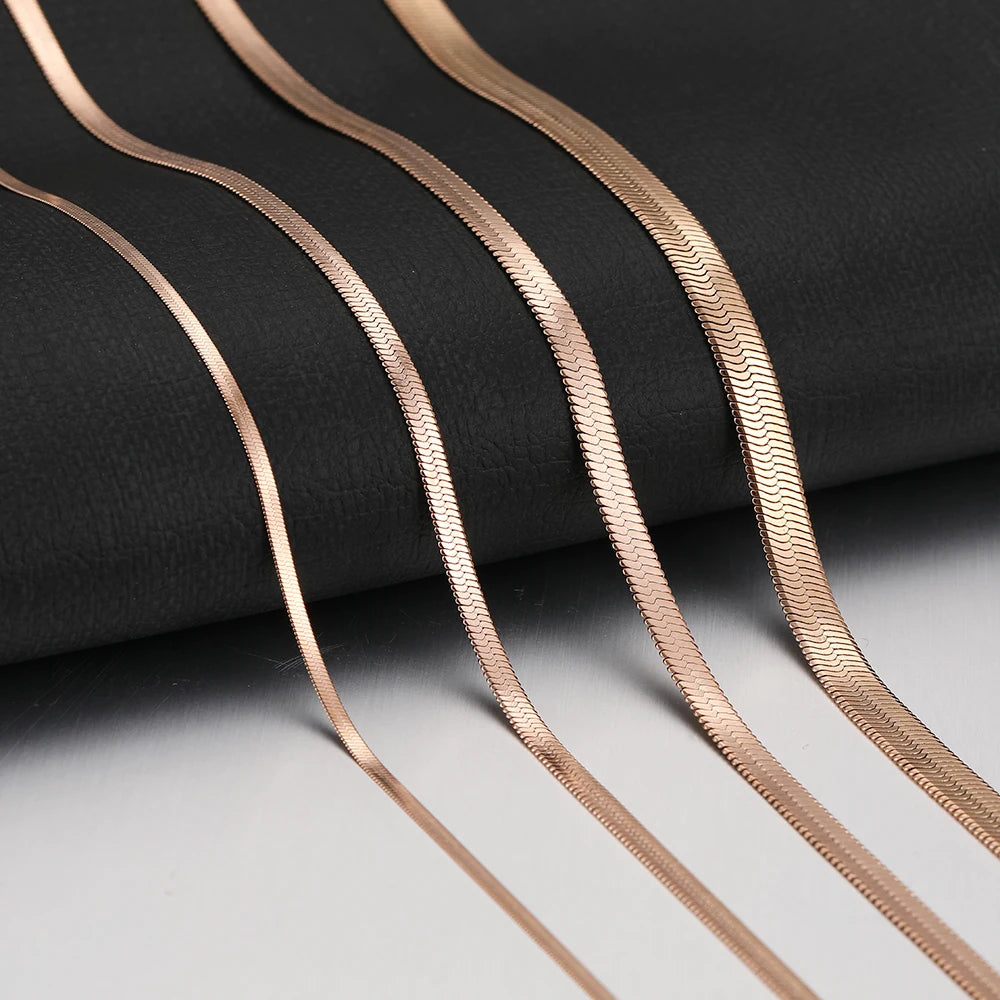 Stainless Steel Herringbone Snake Chain Necklace – Waterproof Unisex Choker