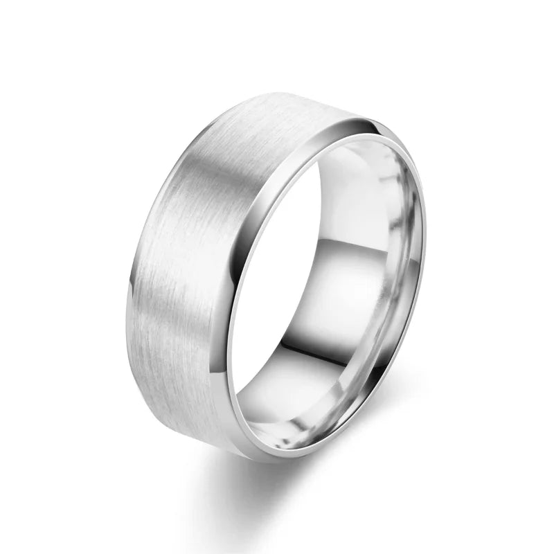 Stainless Steel Tungsten Ring – Unisex 8mm Brushed Wedding Band for Men & Women (6 Colors)