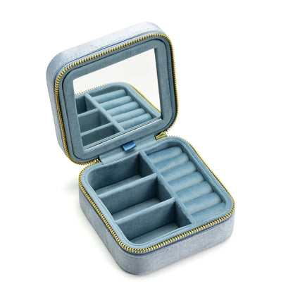 TAIMY Vintage Velvet Jewelry Box – Travel Organizer with Mirror (Retro Green)