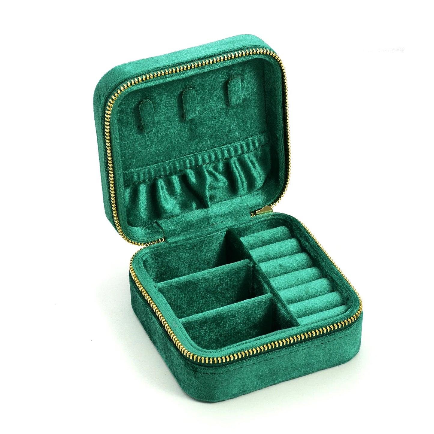 TAIMY Vintage Velvet Jewelry Box – Travel Organizer with Mirror (Retro Green)