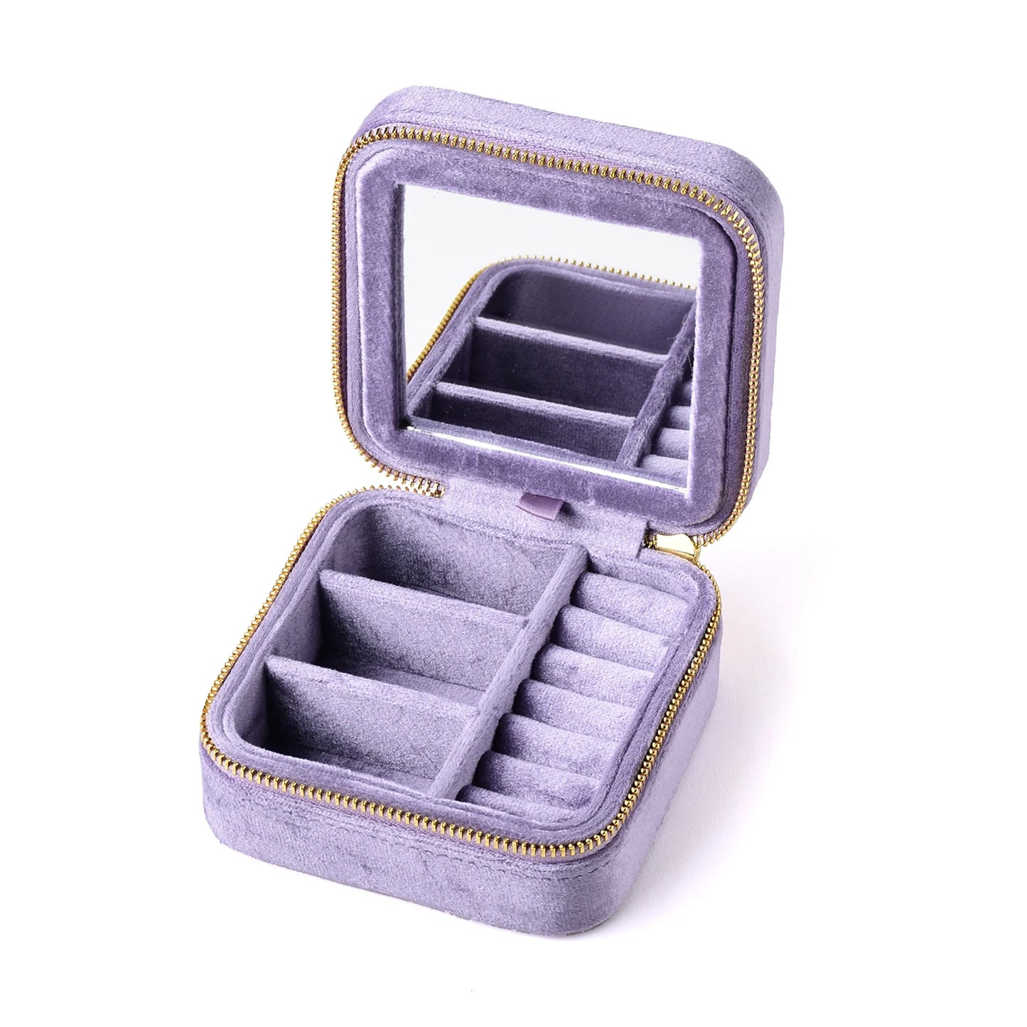 TAIMY Vintage Velvet Jewelry Box – Travel Organizer with Mirror (Retro Green)