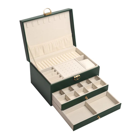 Three Layers Retro PU Jewelry Box 