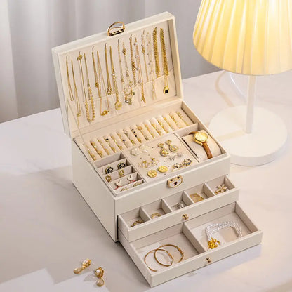 Three Layers Retro PU Jewelry Box 