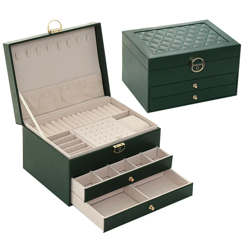 Three Layers Retro PU Jewelry Box 
