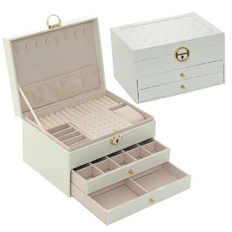 Three Layers Retro PU Jewelry Box 