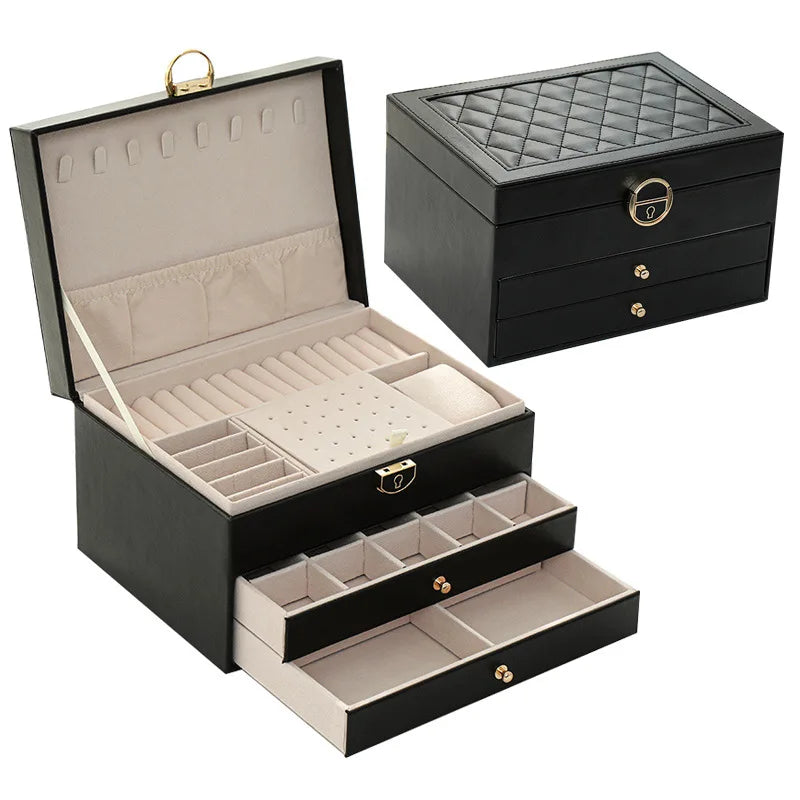 Three Layers Retro PU Jewelry Box 