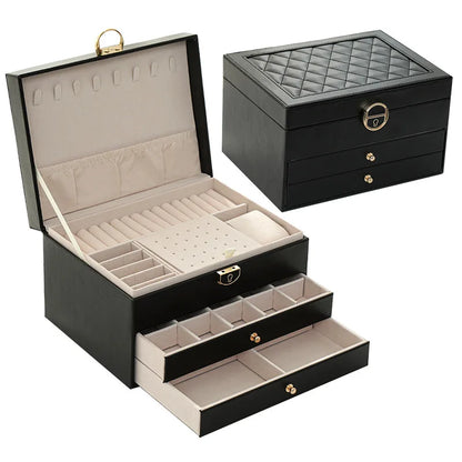 Three Layers Retro PU Jewelry Box 