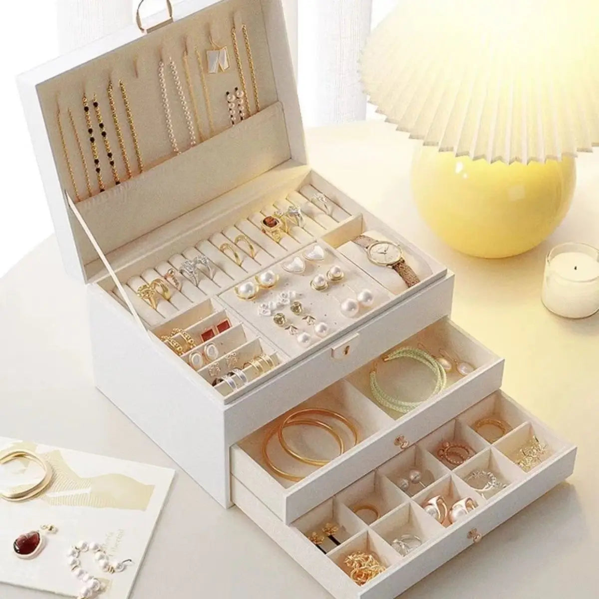 Three Layers Retro PU Jewelry Box 