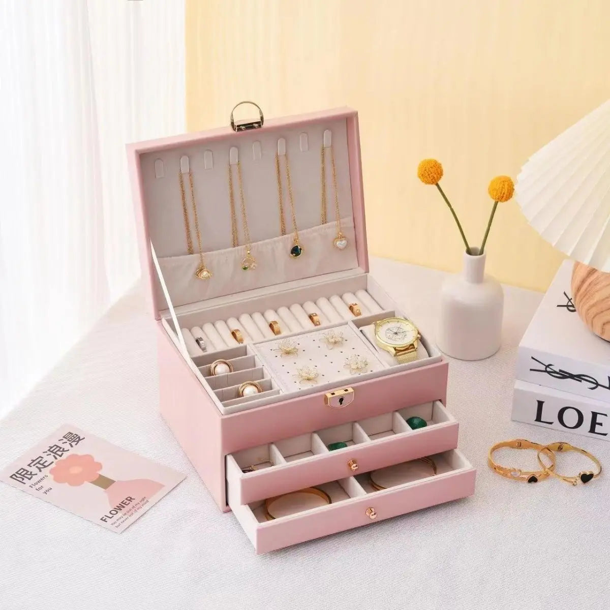 Three Layers Retro PU Jewelry Box 