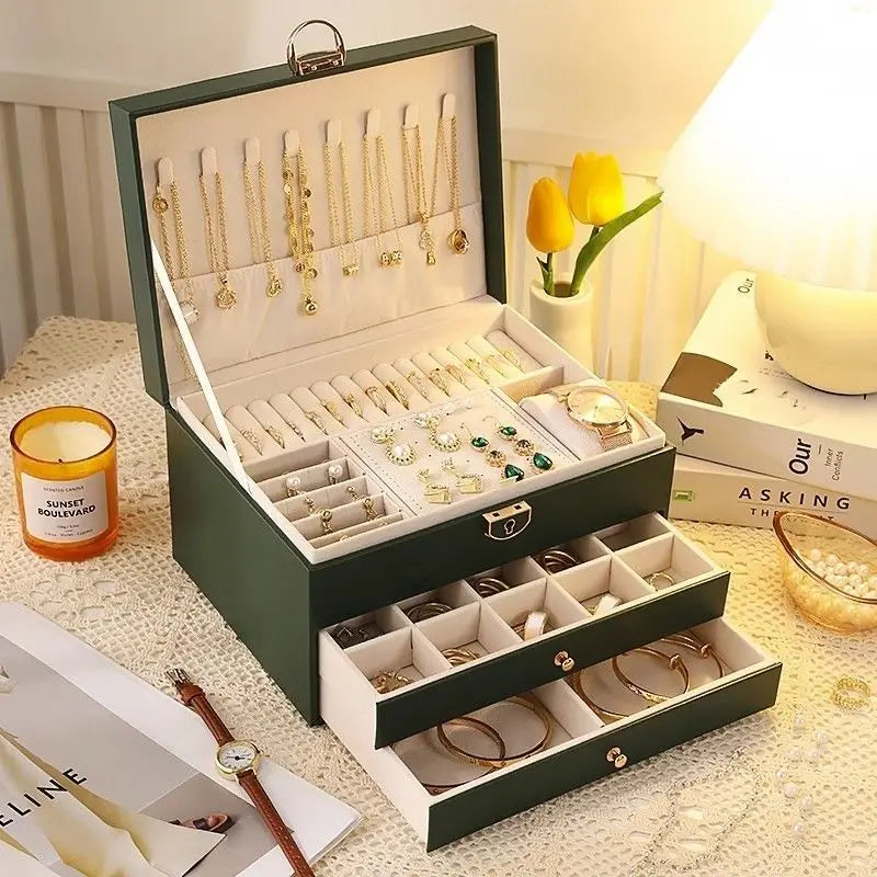 Three Layers Retro PU Jewelry Box 