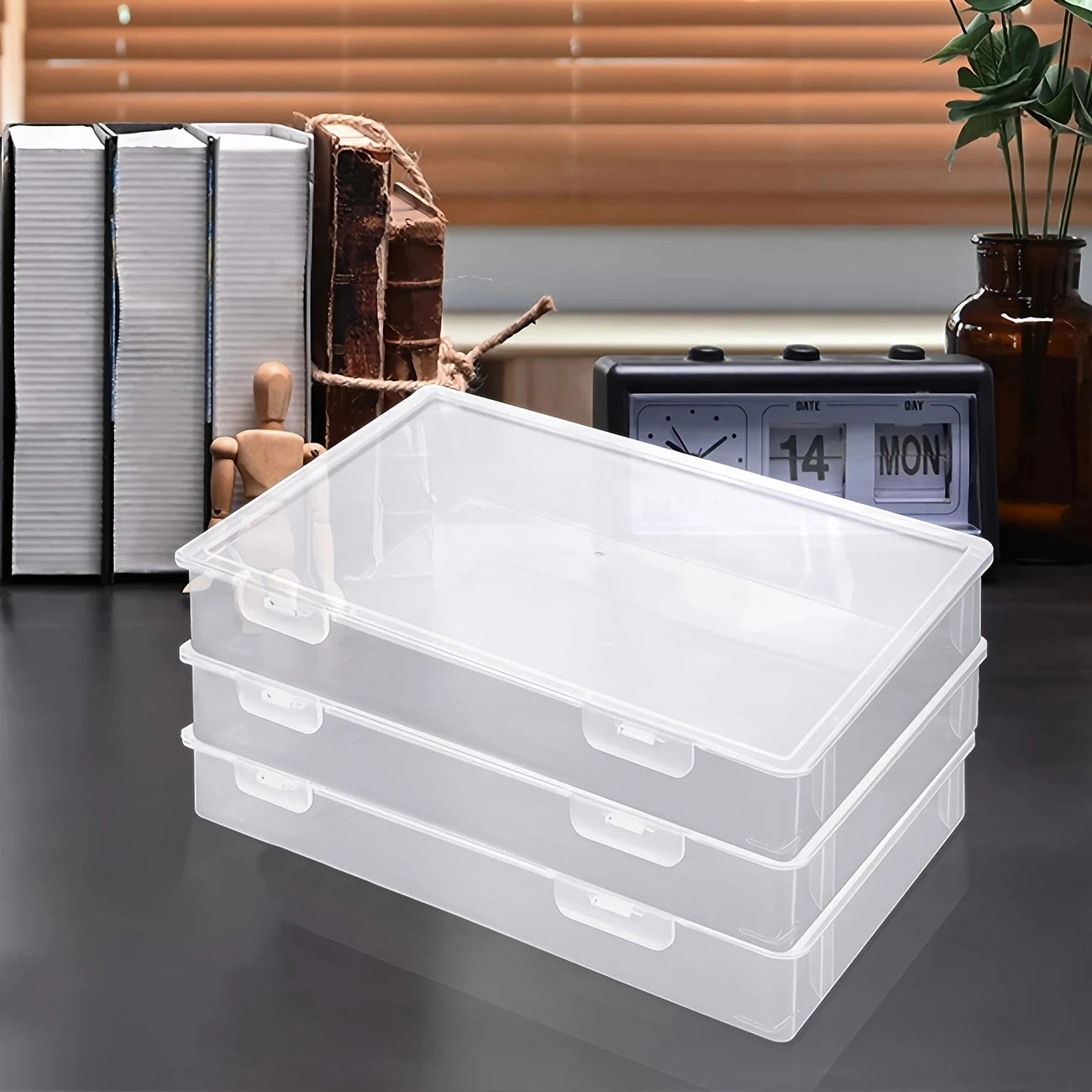 Transparent Plastic Storage Box – Dustproof Organizer for Jewelry, Stationery & Files