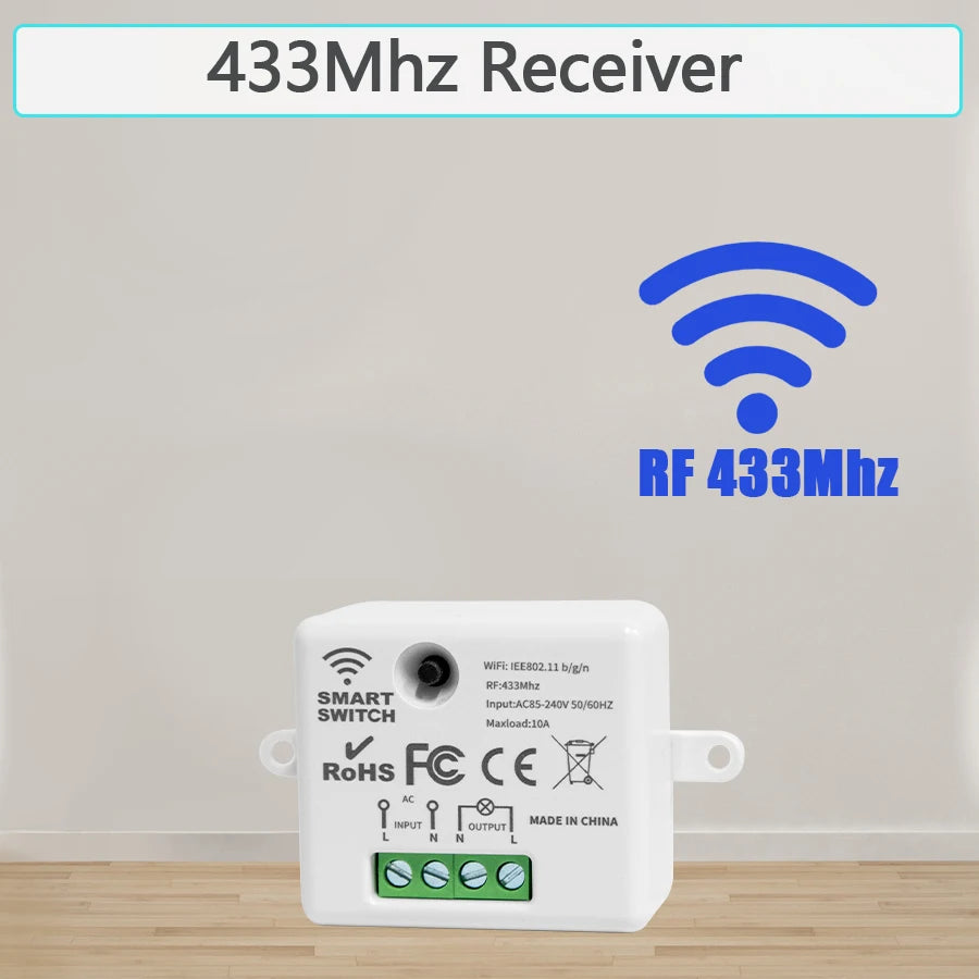 Wireless ON OFF Switch RF433 Module Remote Control Light Switch 1/2/3 Gang Wall Switch for Light Bulb Chandelier 10A 110V 220V