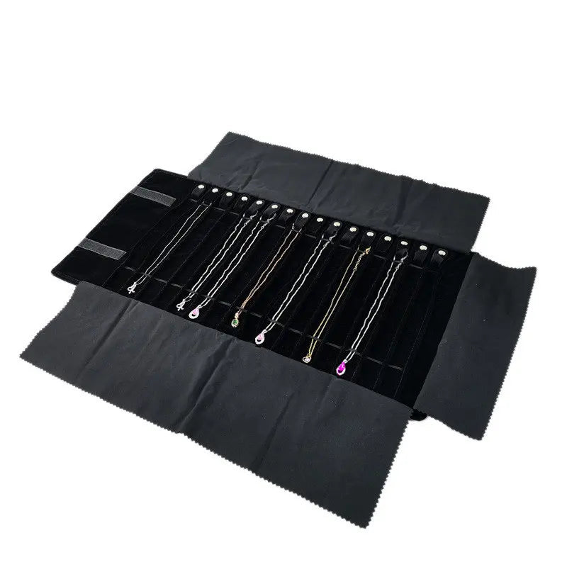 Velvet Jewelry Roll Bag – Travel Necklace, Bracelet, Ring & Watch Organizer Pouch