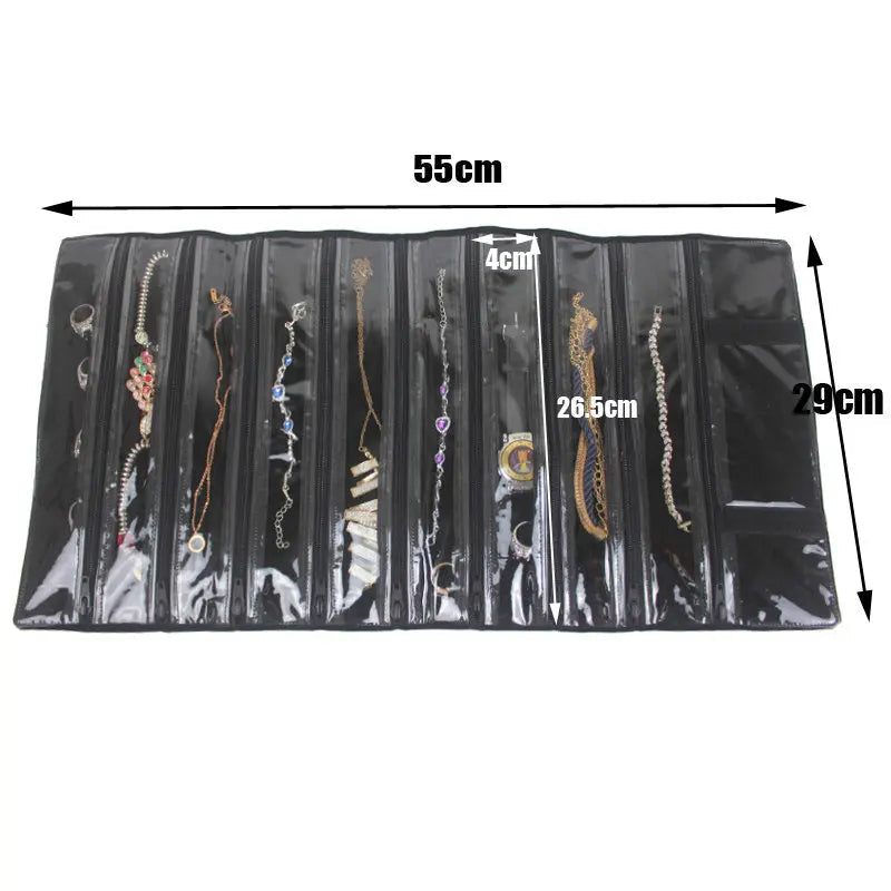 Velvet Jewelry Roll Bag – Travel Necklace, Bracelet, Ring & Watch Organizer Pouch