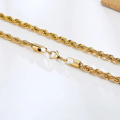 Vnox Dainty Gold Rope Chain Necklace – Waterproof Stainless Steel, 2/3/4/5mm