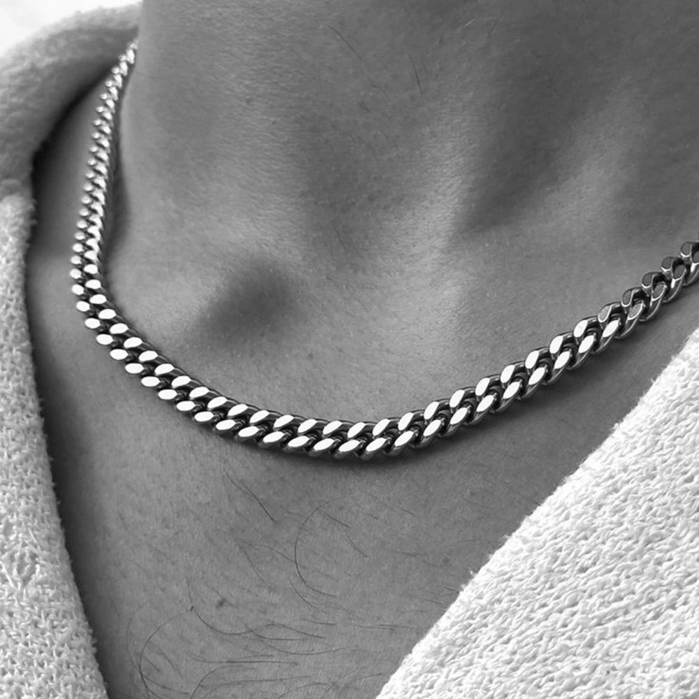 Vnox Stainless Steel Cuban Chain Necklace – Waterproof Unisex Miami Curb Link