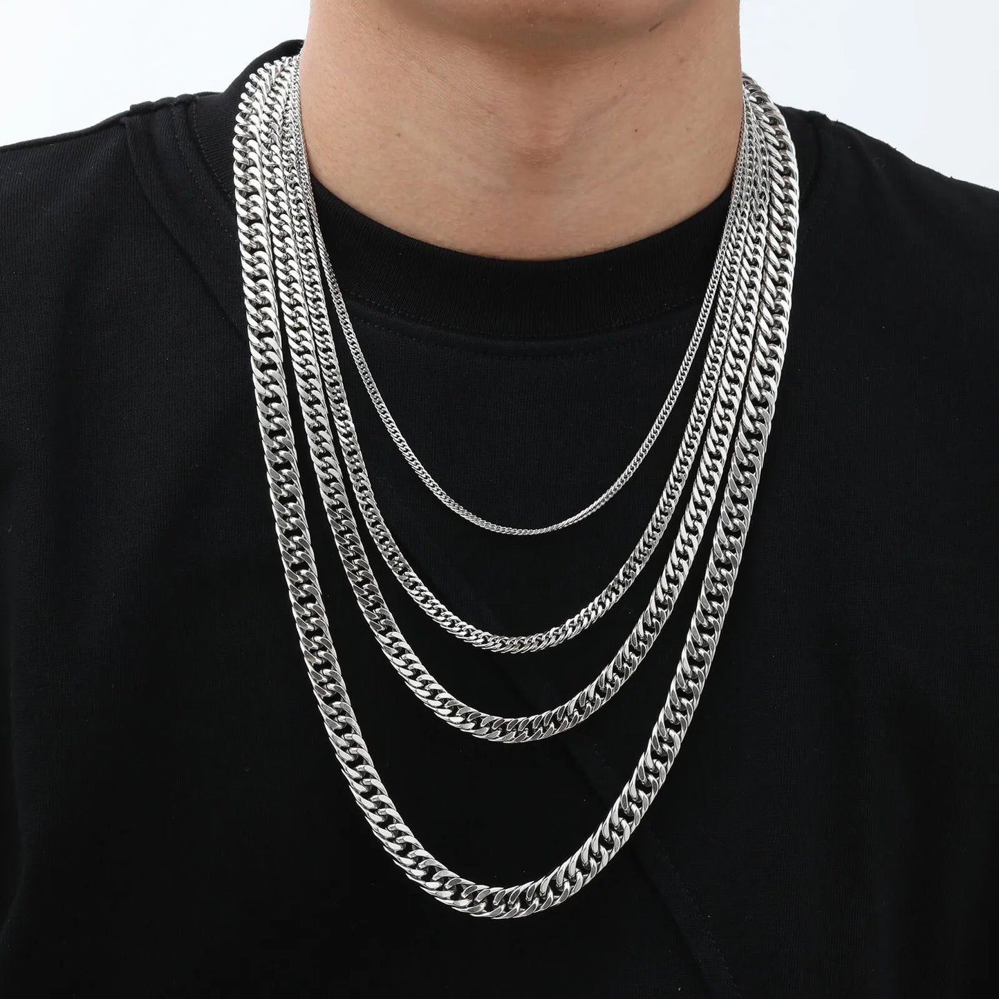Vnox Stainless Steel Cuban Chain Necklace – Waterproof Unisex Miami Curb Link