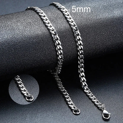 Vnox Stainless Steel Cuban Chain Necklace – Waterproof Unisex Miami Curb Link