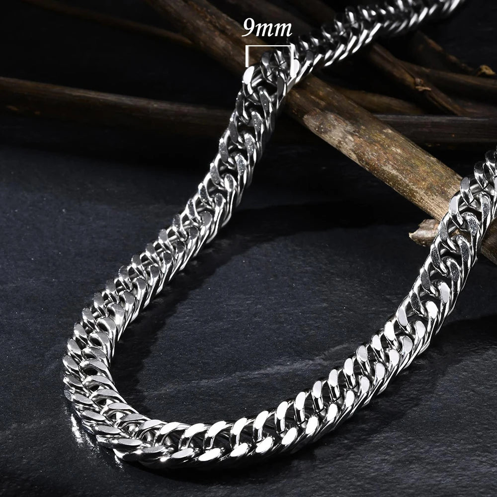 Vnox Stainless Steel Cuban Chain Necklace – Waterproof Unisex Miami Curb Link